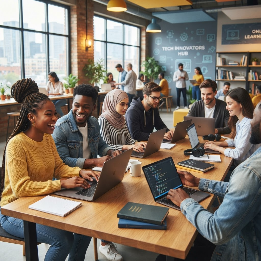 Étudiants de l'Africa Skills Institute en formation en ligne